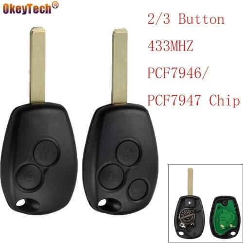 OkeyTech 2/3 Buttons 433MHZ Remote Car Key For Renault Duster Modus Clio 3 Twingo Dacia Logan Sandero Kangoob PCF7946 PCF7947