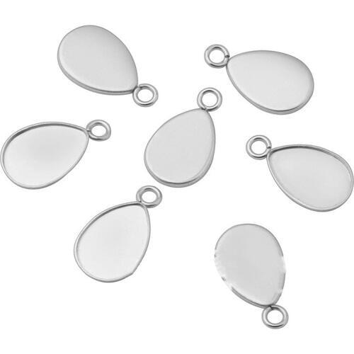 20pcs Waterdrop Blank Base Stainless Steel Pendant Settings Cabochon Base Bezel Trays Blank Fit 10x14mm Cabochons Cameo DIY