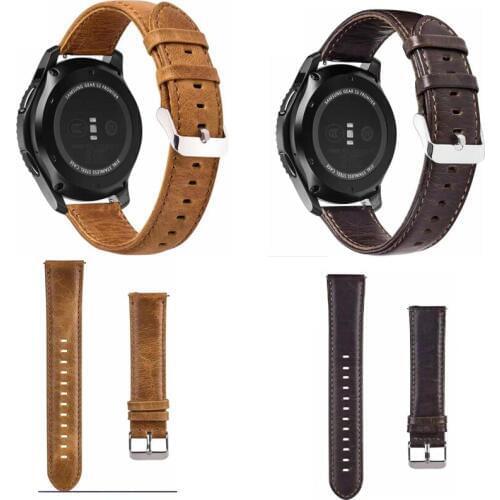 20 22mm Leather Band For Samsung galaxy active 2 42 46 active 2 Gear S3 s2 Pebble time amazfit 3 2 1 GTR GTS pace bip strap