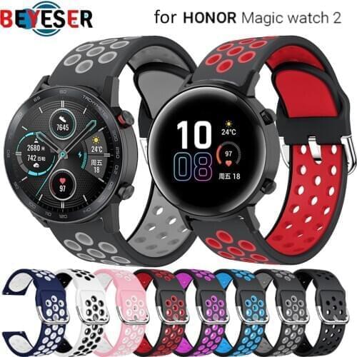 For Honor magic Watch 2 42mm 46mm Band Silicone Watchbands 20mm 22mm watch band bracelet For Huawei Watch GT 2 ремешок pulseira