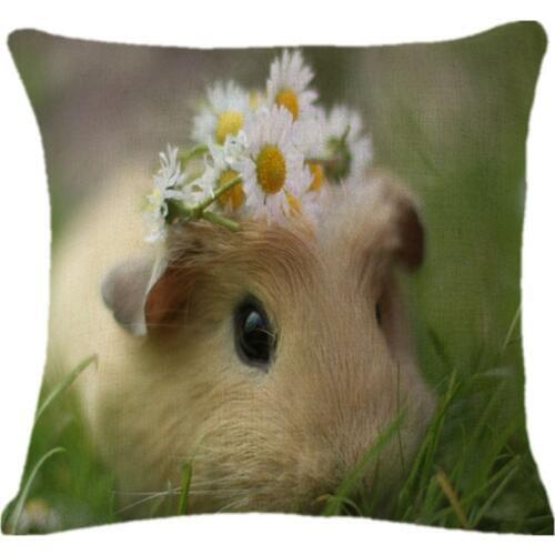Cute Animal Guinea pig Pattern Cotton Linen Pillow Case Home Sofa Square Cushion Cover Decorative Pillow Cover 18 Inch