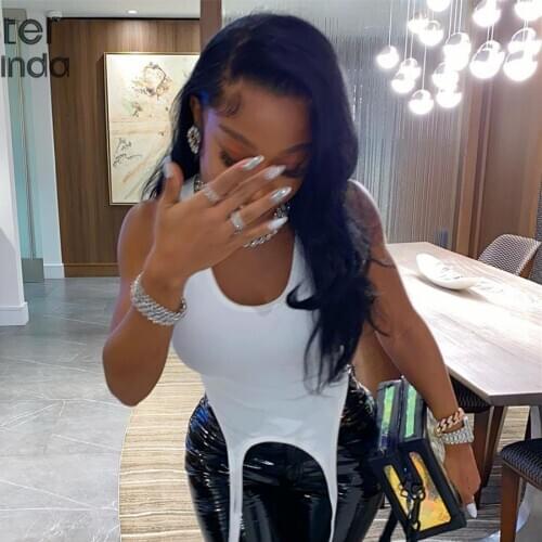 Sisterlinda Fashion Basic Solid White Tank Tops For Women Casual Streetwear Chic Long Ribbon Vest Club Wear Female Camisole 2021