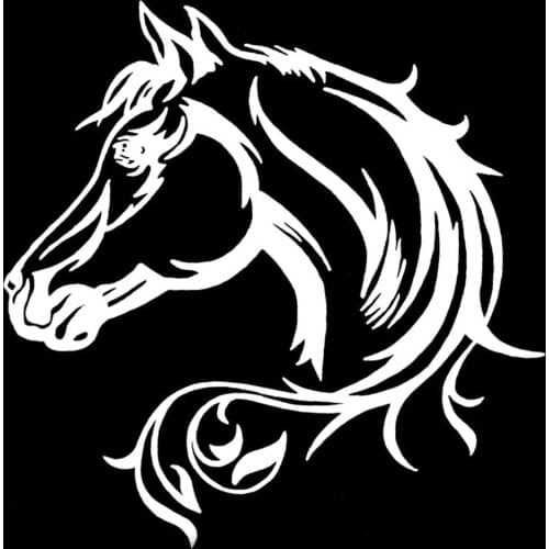 20*20CM Reflective Car Sticker Horse Head Beautiful Animal Pattern Car Body Decorative Decal Car Stickers Black/White
