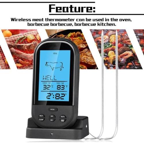 Meat Thermometers Bluetooth LCD Digital Probe Remote Wireless BBQ Grill Kitchen Thermometer Home Cooking Tools with Timer Alarm