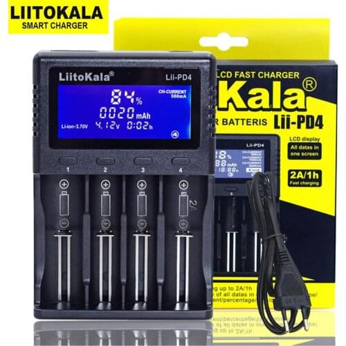 LiitoKala Lii-PD4 liipd4 Smart Charger sutiable 18650 26650 21700 18350 AA AAA 3.7V/3.2V/1.2V/ lithium LiFePO4 NiMH battery