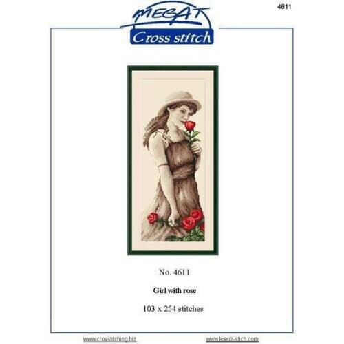 Top Quality beautiful lovely counted cross stitch kit girl with rose flower