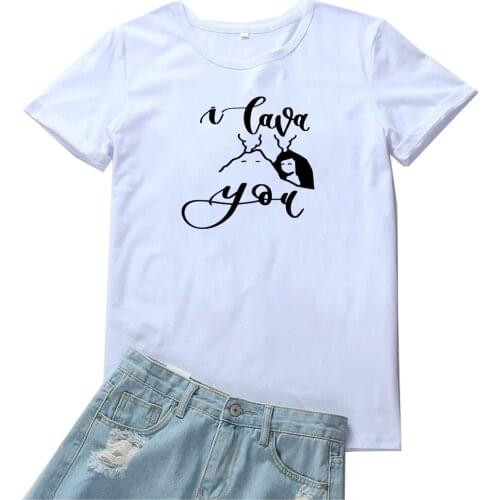 I Lava You Women T-shirt Fashion Japanese Style Tee Shirt Femme Cotton White Tshirt Women Harajuku Graphic T Shirt Women Tops
