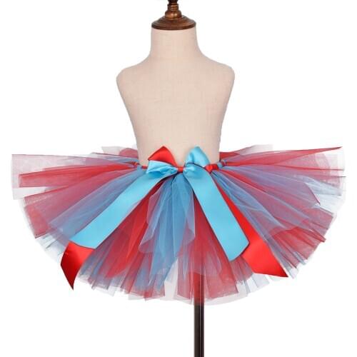 Girls Red/Blue Tutu Skirt Baby Birthday Party Costume Kids Thing 1 2 Tutu Costume Toddler Photo Shooting Skirt Newborn-12Y