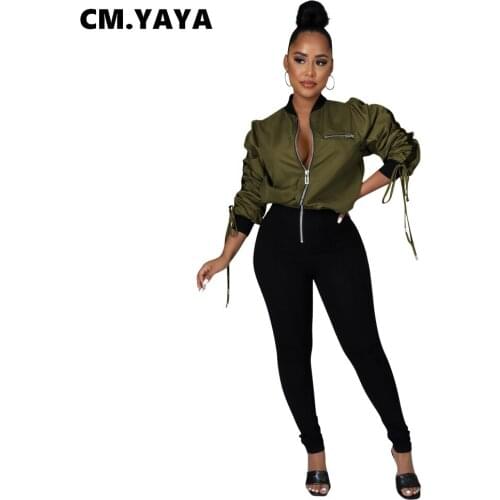 CM.YAYA Women Jumpsuits Patchwork Zip Stretchy Rompers Female Fashion High Streetwear Casual One Piece Overalls Autumn Outfits