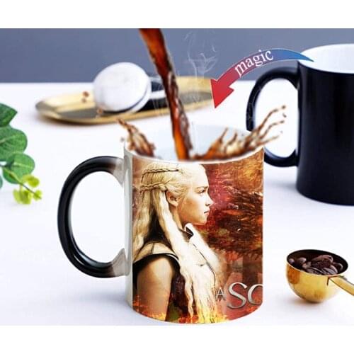 1Pcs New Nights King Iron Throne Heat Sensitive Magic Color Changing 11oz Ceramic Mugs Coffee Cow Milk Tea Cup Interesting Gift