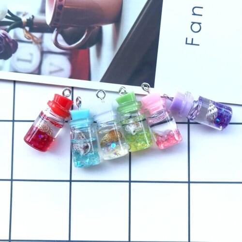 10pcs Fashion Shell colored diamond glass wishing bottle Charms for DIY decoration neckalce earring key chain Jewelry Making
