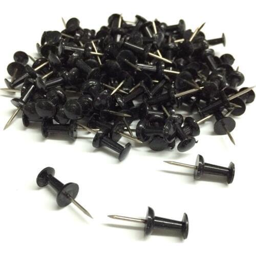 100pcs Plastic black push pins office binding Cork Board Safety Colored pin big head needle pins