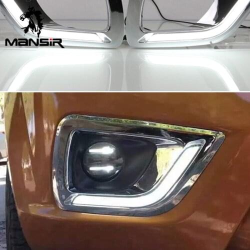 12V LED Daytime Running Light Daylights Car DRL For Nissan NP300 Navara 2015 2016 2017 2018 Turn Signal Relay Auto Bump Foglamps