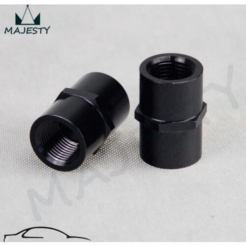 2PCS ALUMINUM FEMALE 1/4" NPT PIPE PIPING COUPLER ANODIZED FITTING ADAPTER Black