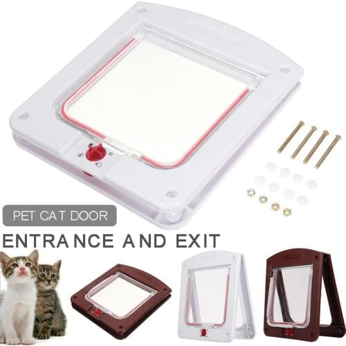 4 Way Pet Door Locking Small Large Dog Cat Flap Magnetic Security Door Gate Frame For Small Pet Supplies