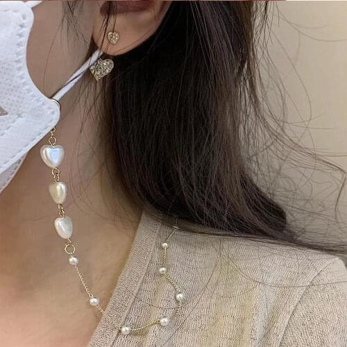 Fashion Glasses Chains Women Eyeglasses Sunglasses Pearl Mask Chain Love Heart Mask Chain Pearl Chain Fashion Necklace