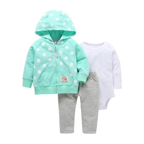 Baby Onesies Cotton Set Long Sleeve Bodysuit + Warm Jacket + Pants 3 Piece Set Soft Girl boy Jacket Clothes Set 6M-24M Childre
