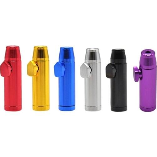 Travel Portable Metal Snuffer Powder Dispenser Snorter Flat Mouth Tips Bullet Rocket Shape Nasal Sniff Vial Tube Bottle