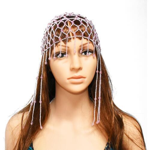 Egyptian Tribal Bohemia India Women Exotic Cleopatra Resin Beaded Belly Dance Head Cap Hat Hair Accessory African Ethnic Jewelry