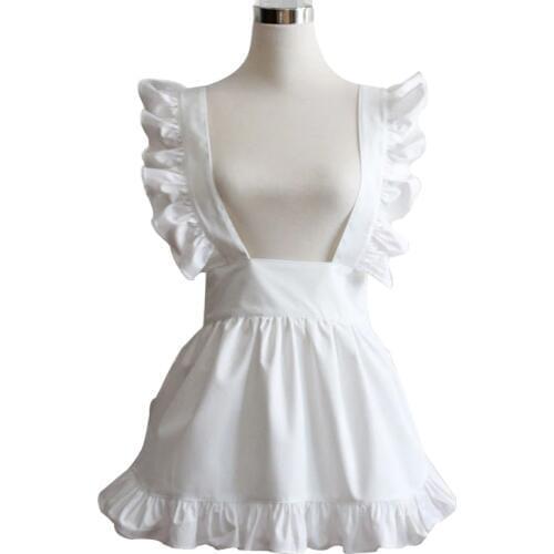 Women Sexy Apron Plain White Cotton Japanese Elegant Ruffled Harajuku Soft Sister Cosplay Tablier de Cuisine Short Apron
