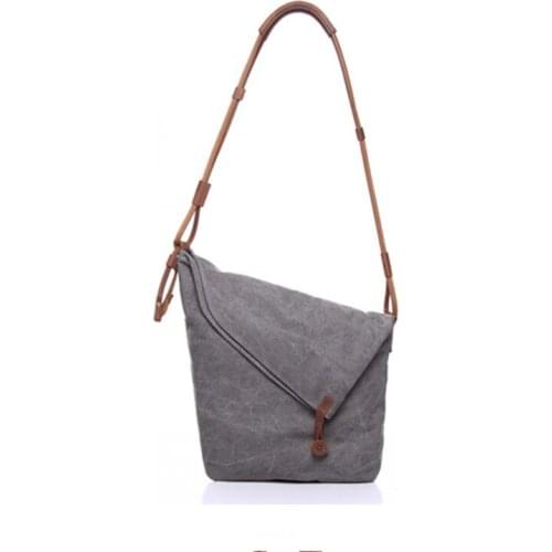 Womens Canvas Shoulder Bags Vintage Style Unisex Crossbody Bags Literary Leather Belt Messenger Bags