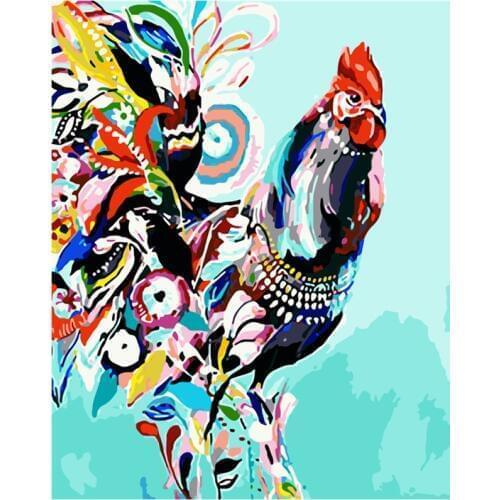 Painting By Numbers DIY Dropshipping 40x50 50x65cm Cool multicolored big cock Animal Canvas Wedding Decoration Art picture Gift