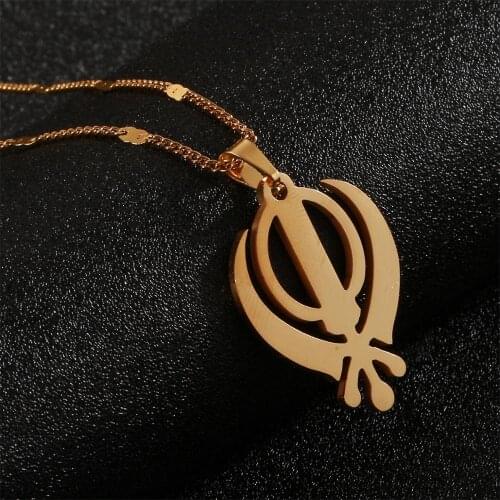 Stainless Steel Trendy Sikhism Pendant Necklace Sikh Khanda Sikhs Religious Jewelry