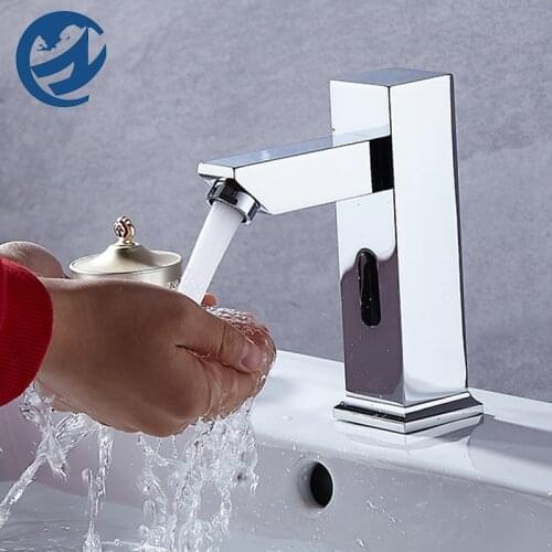 Brass Smart Sensor Basin Faucet Sensor Bathroom Faucet Basin Taps Hot Cold Mixer Crane ctive Electric Plug Hot Cold Water Mixer