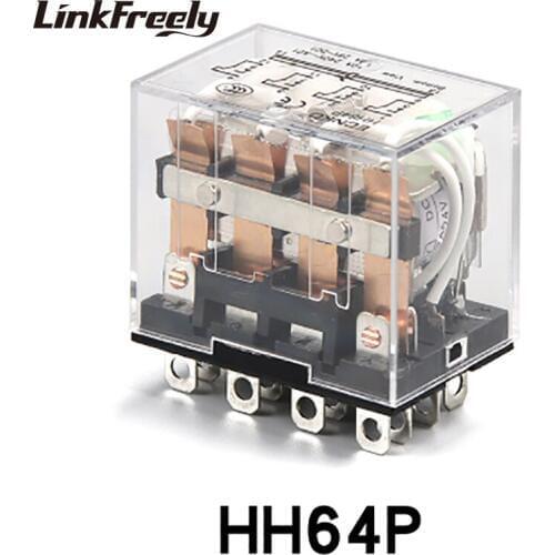 HH64P Micro Mini Electromagnetic Coil Relay 10A 14Pins 4NO+4NC 12V 24V 36V 110V 220V 380V General Purpose Intermediary Relay