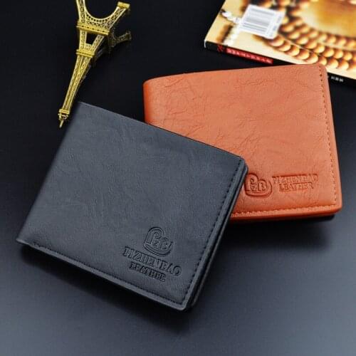 Trendy Men Wallets Casual Short Purse Thin Litchi Pattern Card Holder with Soft Leather Male Small Money Bags carteras de hombre