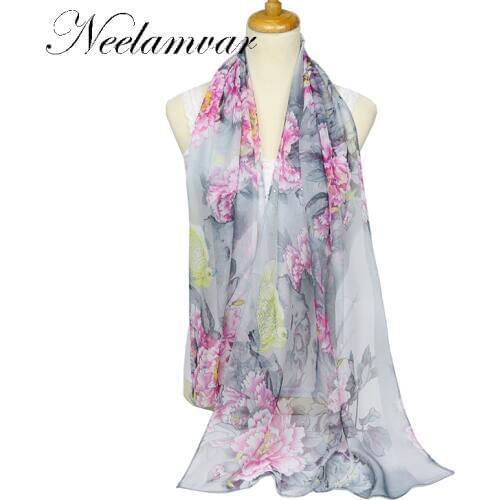 New 2019 spring and autumn winter women sheer chiffon georgette soft oblong scarves womens beach scarves shawl Cachecol