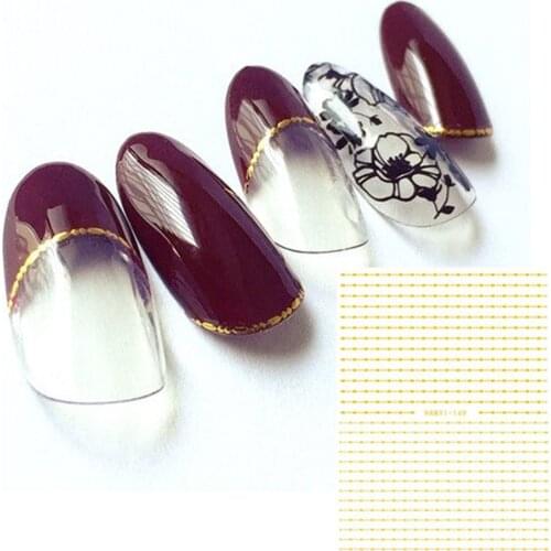 Newest HANYI-149 3d nail stickers golden line design nail decal back glue DIY decoration art nail wraps