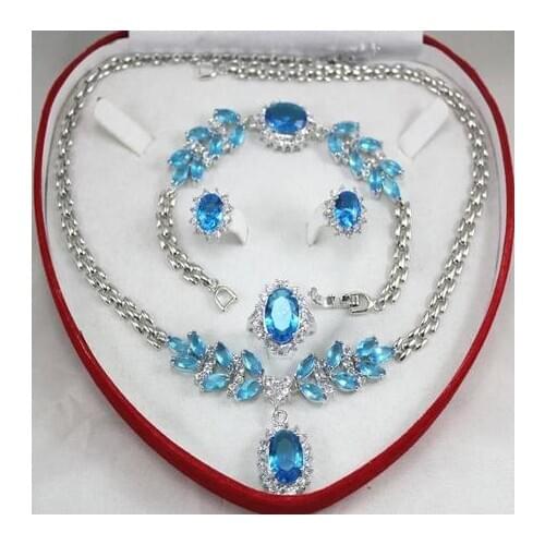 New womens crytal/jade Necklace/Earrings/Ring/Bracelet jewelry set