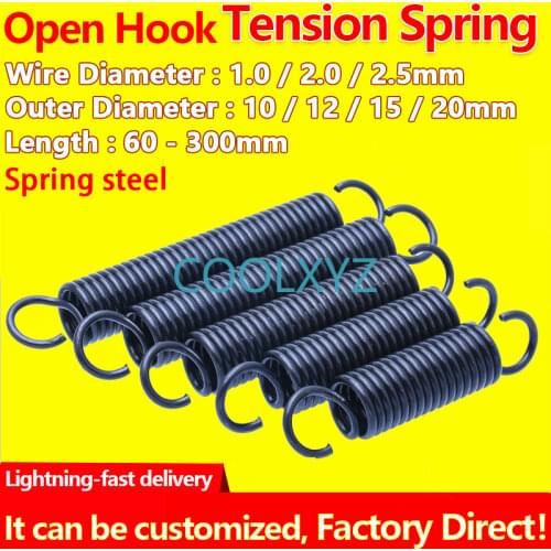 Open Hook Tension Spring Pullback Spring Coil Extension Spring Draught Spring Wire Diameter 2.5mm Outer Diameter 20mm