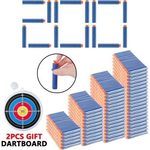 200PCS Foam Bullets For Nerf Universal Suction Refill Darts Toy-Gun Spare Blasters for Nerf Accessorise Gift Hangable Dartboard