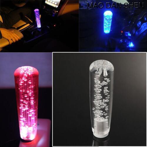 MAO DAN SHEN Colorful Manual Crystal Bubble USB RGB LED Gear Stick Shift Knob Shifter Lever fit for Mitsubishi Acura Universal