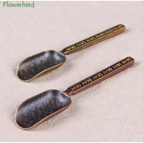 Handmade Bronze Gilt Hammer Tea Spoon Teaware Kung Fu Tea Set Parts Tea Ceremony Gentleman Teaspoon