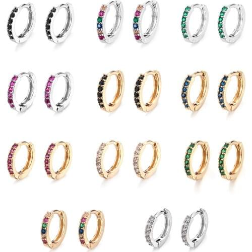 New 8mm Gold Blue Helix Cartilage Tragus Zircon Ear Stud Fashion Colorful CZ Earrings Women Men Charm Chic Jewelry