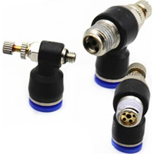 SL" Pneumatic Speed Flow Controller L type 4-12mm OD Hose Tube 1/8" 1/4" 3/8" 1/2"BSP Male Gas Airflow Limit Valve Quick Fitting