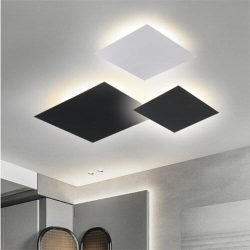 Modern Combination Square/Round Led Ceiling Lamp Foyer Bed Room Kids' Room Aisle Black/White Metal Lighting Fixture 2641