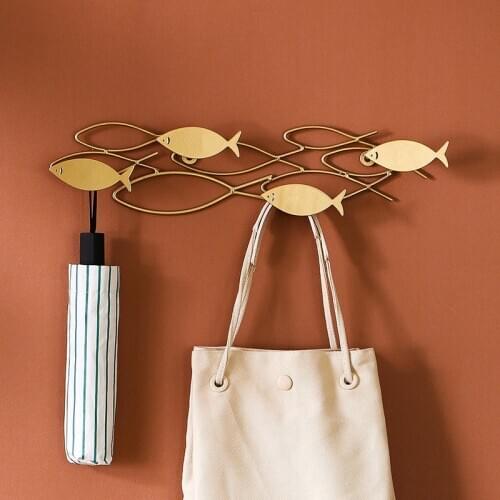Nordic Ins Style Modern Light Luxury Iron Fish Hook Clothing Store Wall Wall Storage Decoration Coat Rack