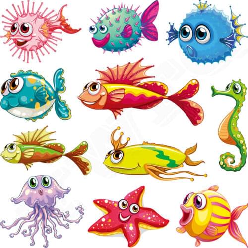 Colife Ocean Animal Patches Iron On Patches For Clothes Children T-shirt Dresses Sweater DIY Decoration 11pcs/lot