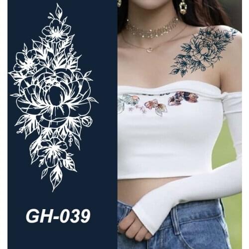 Women Waterproof Temporary Tattoo Sticker Mandala Flower Rose Peonies DIY Body Art Water Transfer Clavicle Temporary Fake Tattoo
