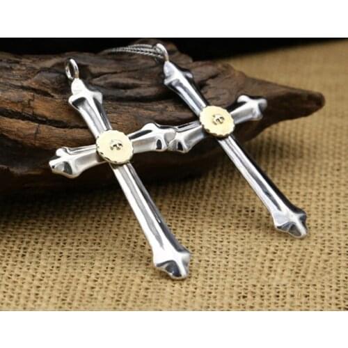 S925 Sterling Silver Jewelry Hand-engraved Popular Simple Cross Eagle Fashion Men And Women Pendant