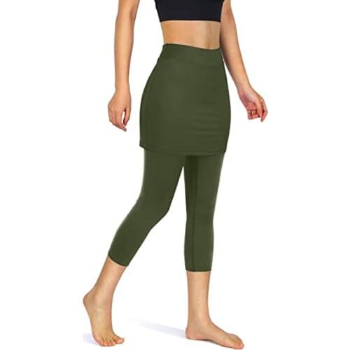 Woman Leggings High Waist Tennis Skirted Leggings Pockets Elastic Sports Yoga Capris Skirts Legging legins mujer cintura alta E1
