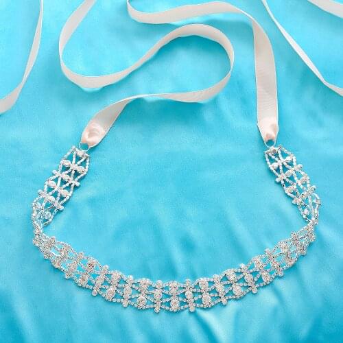 SESTHFAR Bridal Belt Applique Rhinestone Wedding Belt Sash for Party Prom Evening Dresses Gown J218S