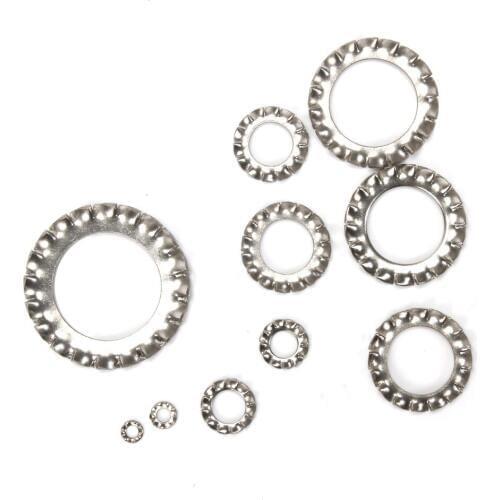 100/200/500PCS 304 stainless steel Gasket External Tooth Lock Washer Metric Star Washer M2 MM3 M4 M5 M6 M8 M10 M12 M14 M16 M20