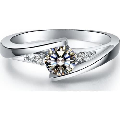 18K White Gold Simple Style Good-Looking 1Ct Simulate Diamonds Women Anniversary Ring Fabulous 14K Wedding Jewelry For Women