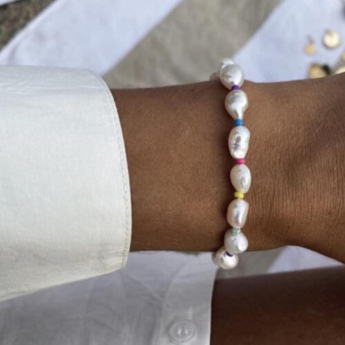 2021 New Trendy Pearl Chain Bracelet for Women Boho Simple Colorful Beaded Elegant Bracelet Bangles Friends Best Jewelry Gift