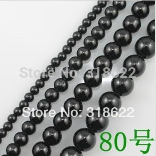 4mm 6mm 8mm 10mm 12mm 14mm 16mm Glass Pearl Loose Spacer Beads Black 80 DIY Jewelry Findings Free shipping